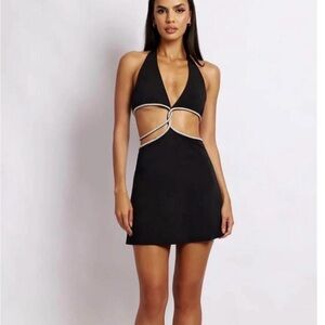 MESHKI HALTER MINI DRESS